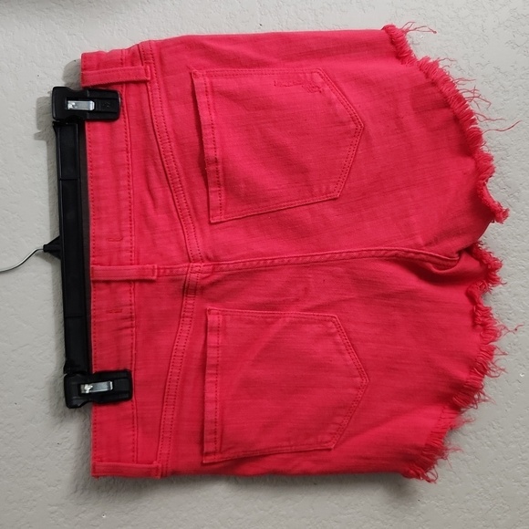 Eunina Red Distressed Jean Shorts - Picture 2 of 9